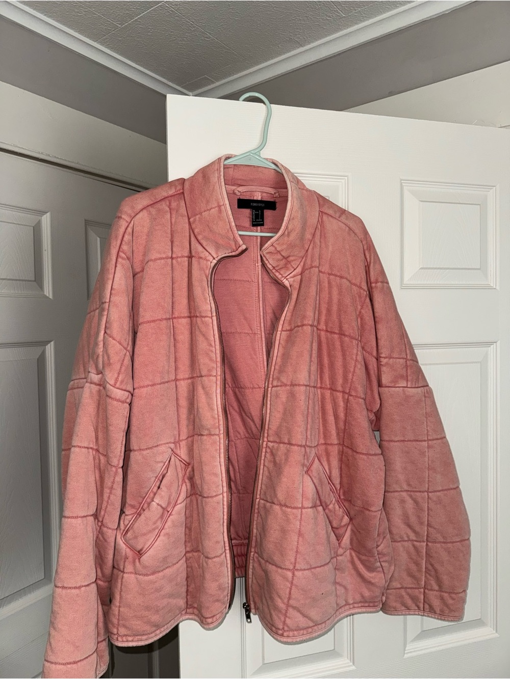 Forever 21 Women’s Quilted Pink Jacket - Soft Cozy Outerwear